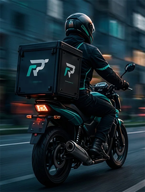 repartidor moto con caja de seguridad reflo